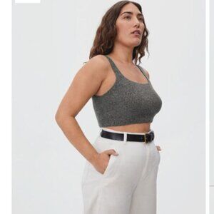 Everlane Wool Blend Cozy-Stretch Minimalist Crop-Top Charcoal Grey Size Small